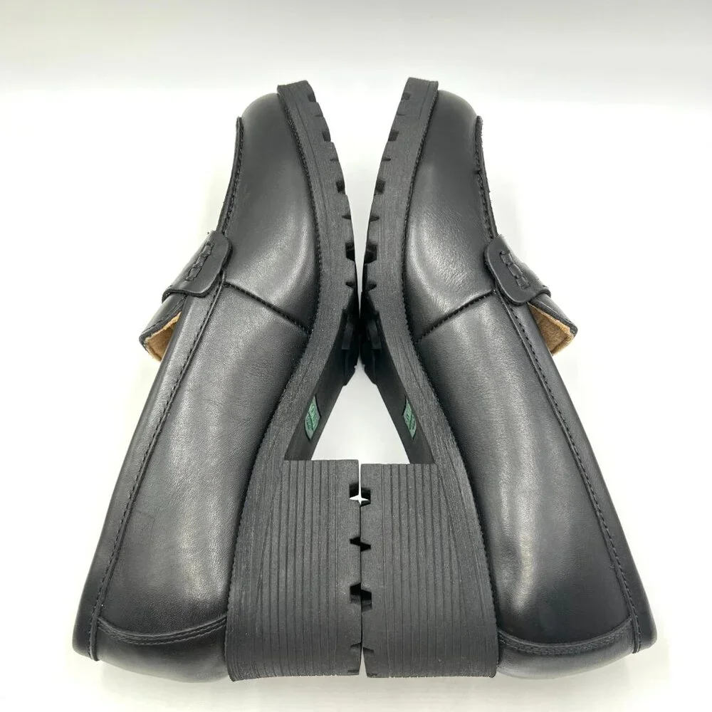 Eastland‎ Womens Size 10 Newbury Black Leather Chunky Lugs Sole Loafers Shoes